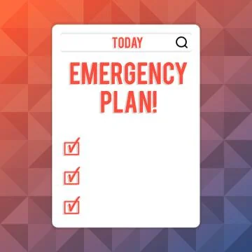 Text sign showing Emergency Plan. Conceptual photo actions developed to mitigate Stock Illustration