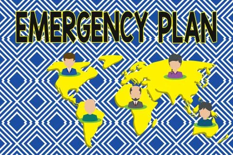 Text sign showing Emergency Plan. Conceptual photo procedures for handling Ilustración de archivo