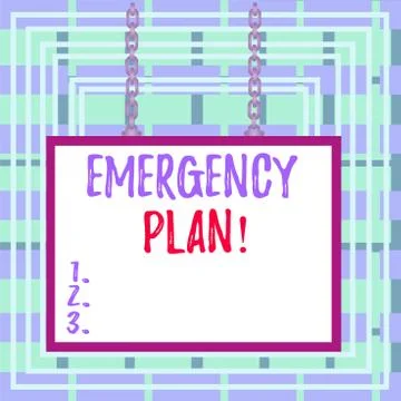 Text sign showing Emergency Plan. Conceptual photo actions developed to mitigate Illustrazione stock