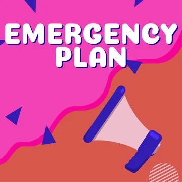 Text sign showing Emergency Plan. Word Written on Procedures for response to Stock-Illustration