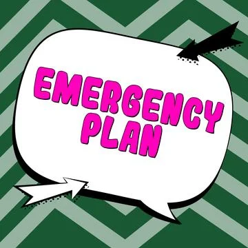 Text sign showing Emergency Plan. Word Written on Procedures for response to Stock-Illustration