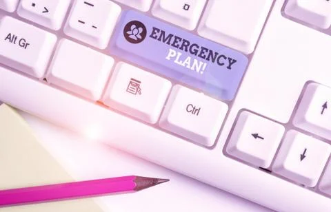Text sign showing Emergency Plan. Conceptual photo actions developed to mitigate Stock Photos