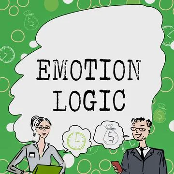 Text sign showing Emotion Logic. Business idea Heart or Brain Soul or Illustrazione stock