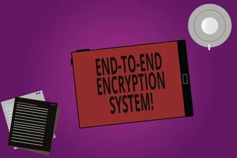 Text sign showing End To End Encryption System. Conceptual photo method used for Stock Illustration