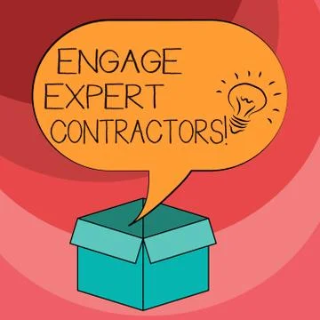 Text sign showing Engage Expert Contractors. Conceptual photo Hiring skilled Stock Illustration