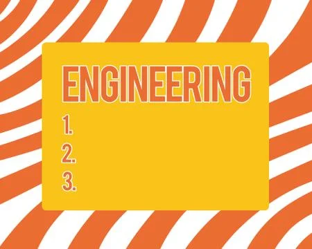Text sign showing Engineering. Conceptual photo Science concerned with design Illustrazione stock