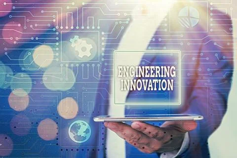 Text sign showing Engineering Innovation. Conceptual photo Process expressed in Stockfoto's
