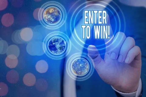 Text sign showing Enter To Win. Conceptual photo exchanging something value for Stock Photos