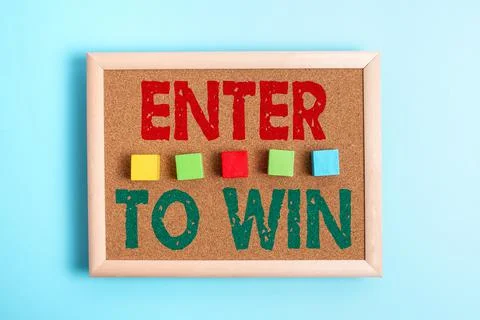 Text sign showing Enter To Win. Business idea exchanging something value for Stock Photos