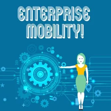 Text sign showing Enterprise Mobility. Conceptual photo Employees do jobs Illustrazione stock