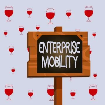 Text sign showing Enterprise Mobility. Conceptual photo Employees do jobs Stock Illustration