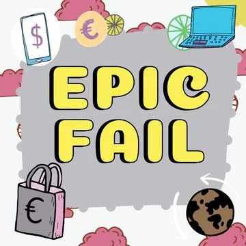 Text sign showing Epic Fail. Concept meaning a spectacularly embarrassing Stock Illustration