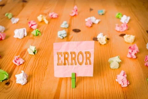 Text sign showing Error. Conceptual photo mistake Condition of being wrong in Stock-Fotos