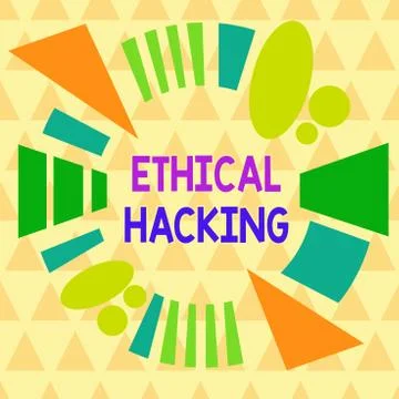 Text sign showing Ethical Hacking. Conceptual photo act of locating weaknesses イラスト素材