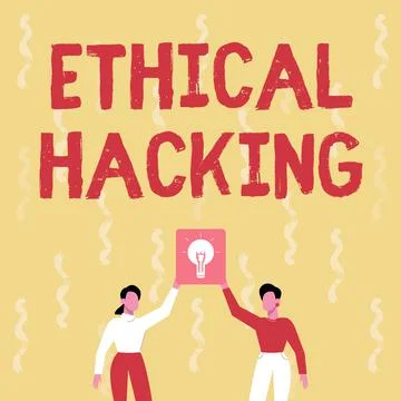 Text sign showing Ethical Hacking. Word Written on act of locating weaknesses 库存插图