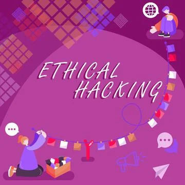 Text sign showing Ethical Hacking. Business showcase a legal attempt of cracking Stock Illustration