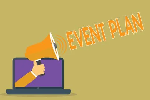 Text sign showing Event Plan. Conceptual photo Process of analysisaging a Illustrazione stock