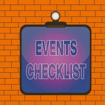 Text sign showing Events Checklist. Conceptual photo invaluable tool for Ilustração Stock