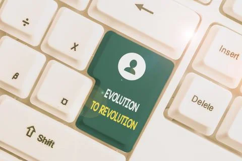 Text sign showing Evolution To Revolution. Conceptual photo adapting to way of Foto stock