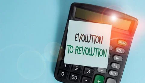 Text sign showing Evolution To Revolution. Conceptual photo adapting to way of Foto stock