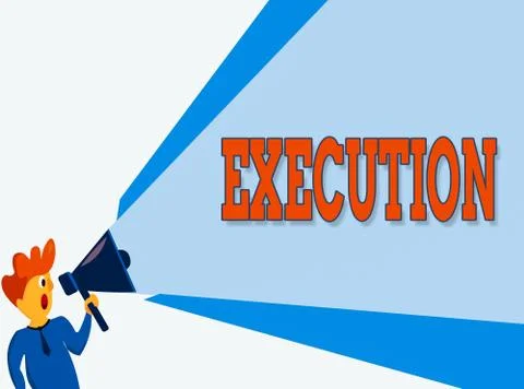 Text sign showing Execution. Conceptual photo it executes or imposes a program Ilustração Stock