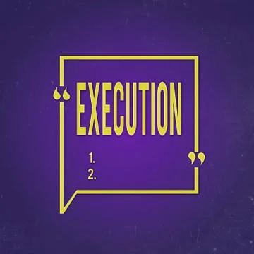 Text sign showing Execution. Conceptual photo it executes or imposes a program Stock Illustration