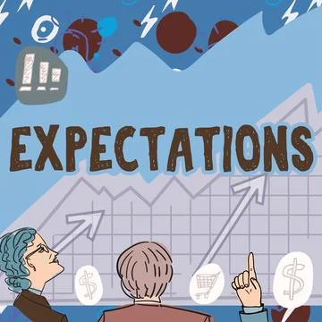 Text sign showing Expectations. Conceptual photo Strong belief that something Stock Illustration