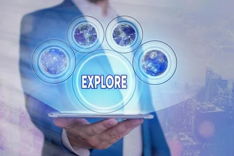 Text sign showing Explore. Conceptual photo Travel somewhere unknown to learn Stock Photos