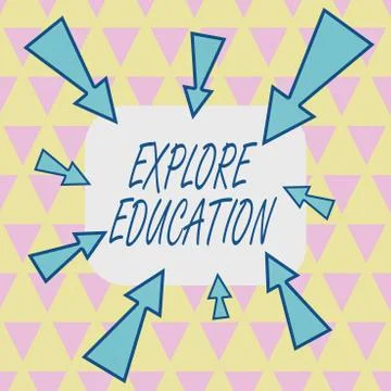Text sign showing Explore Education. Conceptual photo Discover the ways of Illustrazione stock