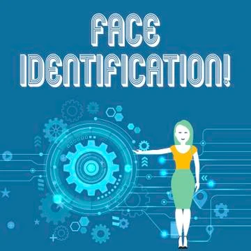 Text sign showing Face Identification. Conceptual photo analyzing patterns based Illustrazione stock