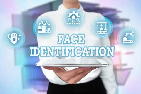 Text sign showing Face Identification. Business idea analyzing patterns based on Stock Photos