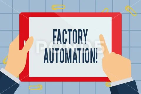 Text sign showing Factory Automation. Conceptual photo automatic operation and Stock Illustration