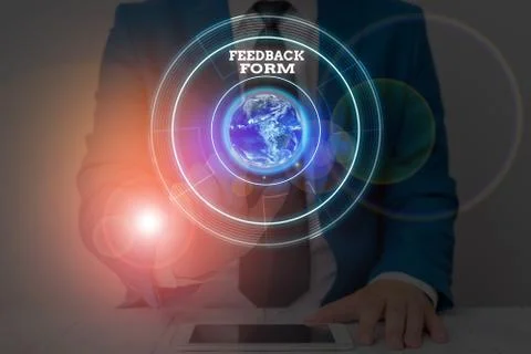 Text sign showing Feedback Form. Conceptual photo way in which customer comment Stock Photos