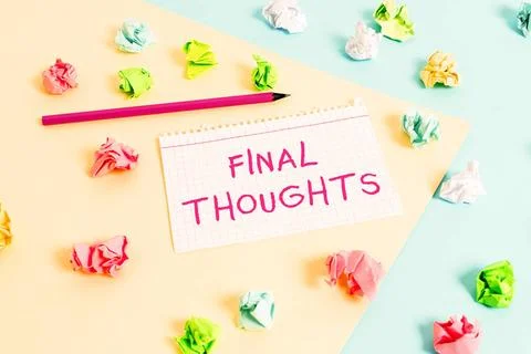 Text sign showing Final Thoughts. Conceptual photo the conclusion or last ... 写真素材