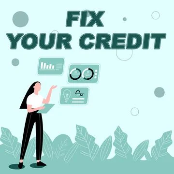 Text sign showing Fix Your Credit. Concept meaning improve or increase your Stock Illustration