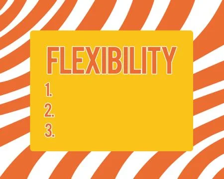 Text sign showing Flexibility. Conceptual photo Quality of bending modified Stock Illustration