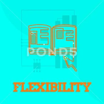 Text sign showing Flexibility. Conceptual photo Quality of bending modified Stock Illustration