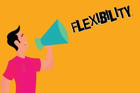 Text sign showing Flexibility. Conceptual photo Quality of bending modified Stock Illustration