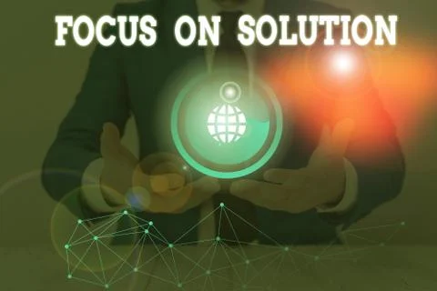 Text sign showing Focus On Solution. Conceptual photo Give full attention on Stock-Fotos