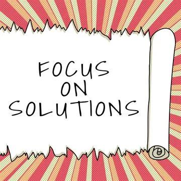 Text sign showing Focus On Solutions. Business overview powerful practical way Stock Illustration