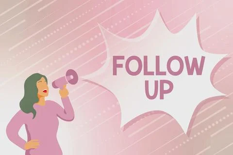 Text sign showing Follow Up. Business showcase Additional info or any activity Illustrazione stock