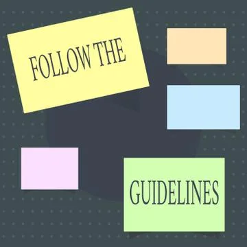 Text sign showing Follow The Guidelines. Conceptual photo Manual of Style Follow 스톡 일러스트
