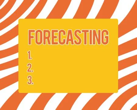 Text sign showing Forecasting. Conceptual photo Predict Estimate a future event Stock Illustration