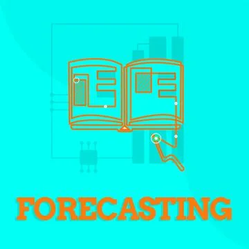 Text sign showing Forecasting. Conceptual photo Predict Estimate a future event Stock Illustration