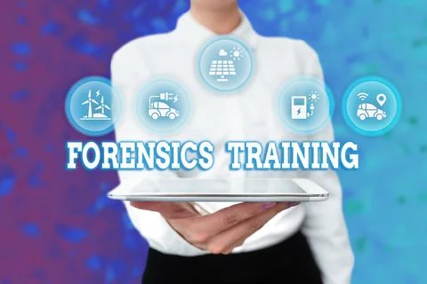 Text sign showing Forensics Training. Conceptual photo scientific methods and Stock Photos