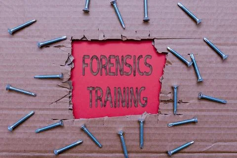 Text sign showing Forensics Training. Business idea scientific methods and Stock Photos