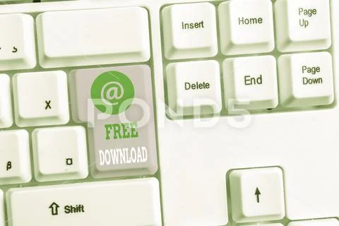 Text sign showing Free Download. Conceptual photo Key in Transfigure Initialize Stock Photos