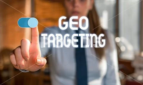 Text sign showing Geo Targeting. Conceptual photo Digital Ads Views IP Address Stock Photos