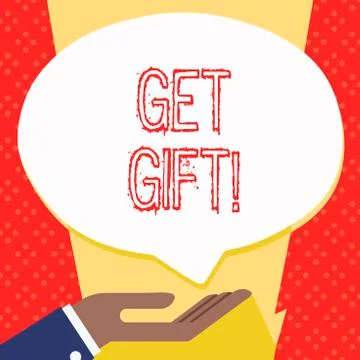 Text sign showing Get Gift. Conceptual photo something that you give without Ilustração Stock