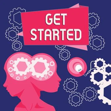 Text sign showing Get Started. Business idea asking someone to begin task Stock Illustration